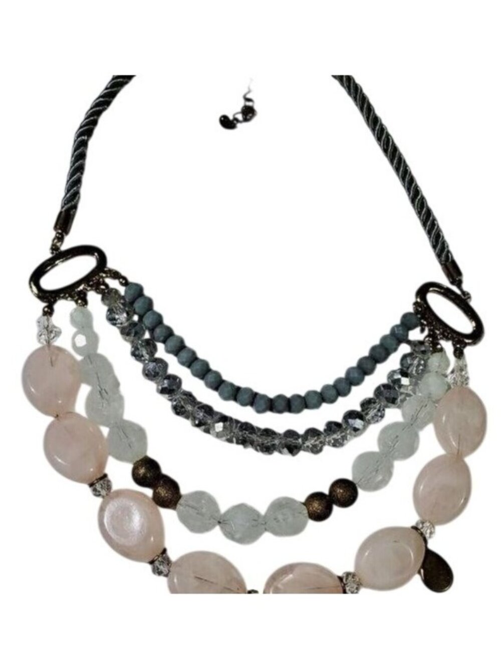 Ann Taylor Loft Vintage statement necklace luminescent beads & braided leather